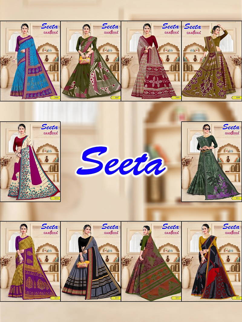 Seeta Vol 3 By Ganesha Daily Wear Pure Cotton Sarees Wholesale Market In Surat